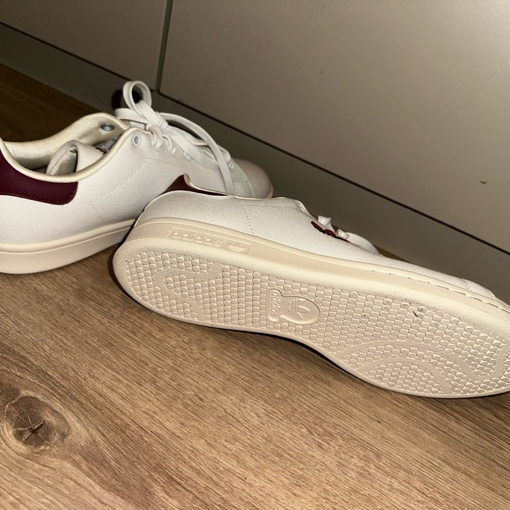 Adidas x Sporty & Rich Stan Smith White and Burgundy Sneakers Size US 7M (W8.5) - Picture 8 of 9